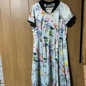 Beautiful Hearts and Roses Swing Dress Retro Inspired Spring.  Size 12